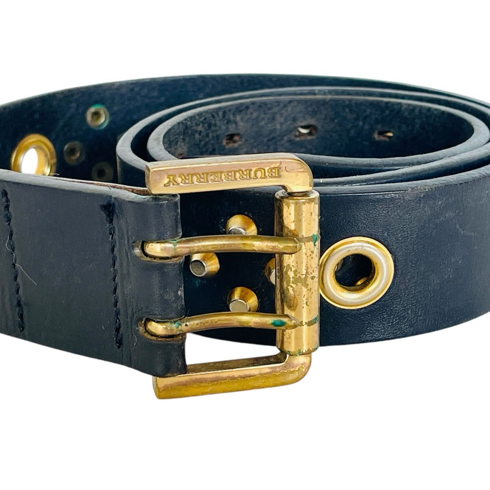 Burberry Leather Belt with Brass Studs.